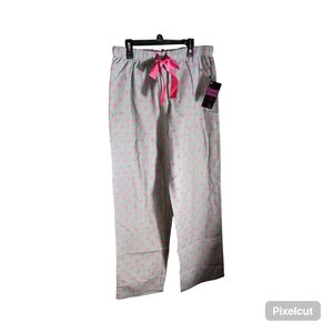 NWOT Size Large Gray Pj pants with Pink Polka Dots